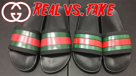 gucci slides fake vs real|gucci knockoff slides for men.